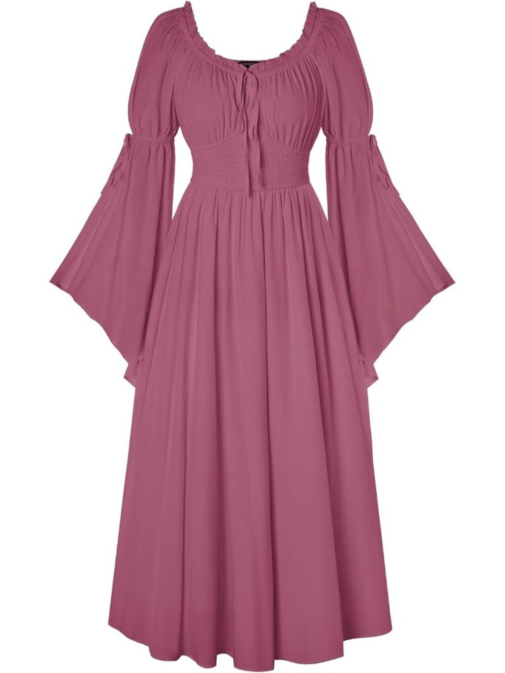 Women's Pink Long Bell Sleeve Medieval Peasant Imported Costumes Dress